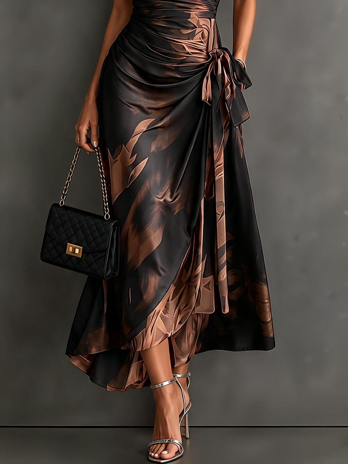 Faye™ | Buikcamouflerende Wikkeljurk Met Abstracte Print