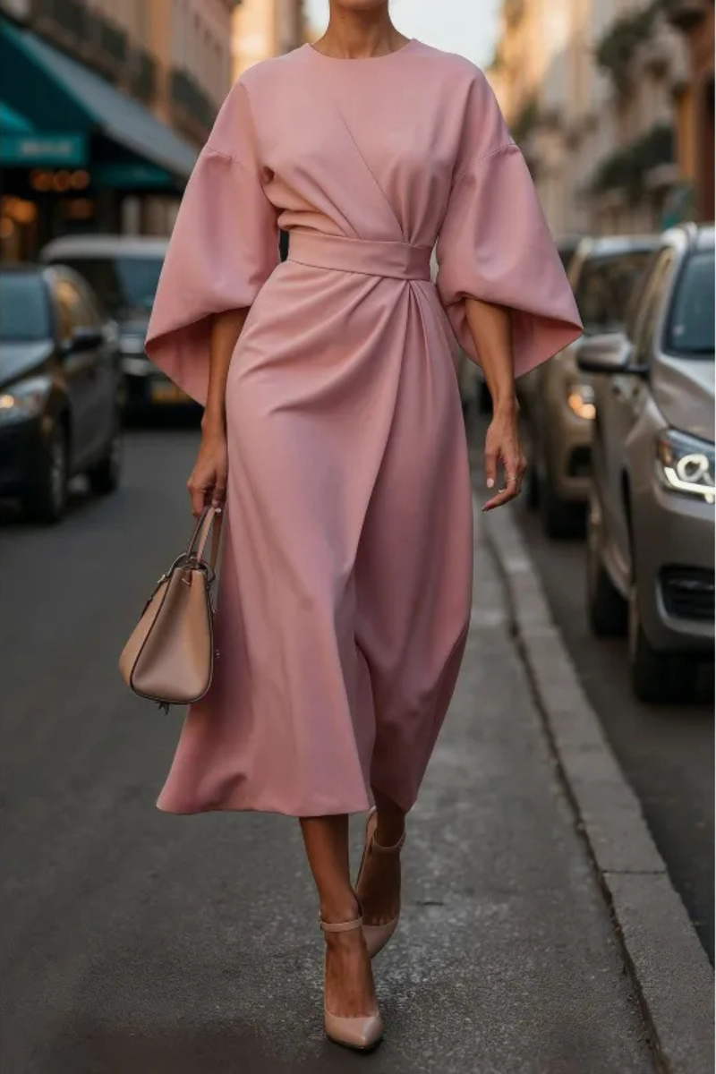 Mira™ | Elegante Midi Jurk Met Riem