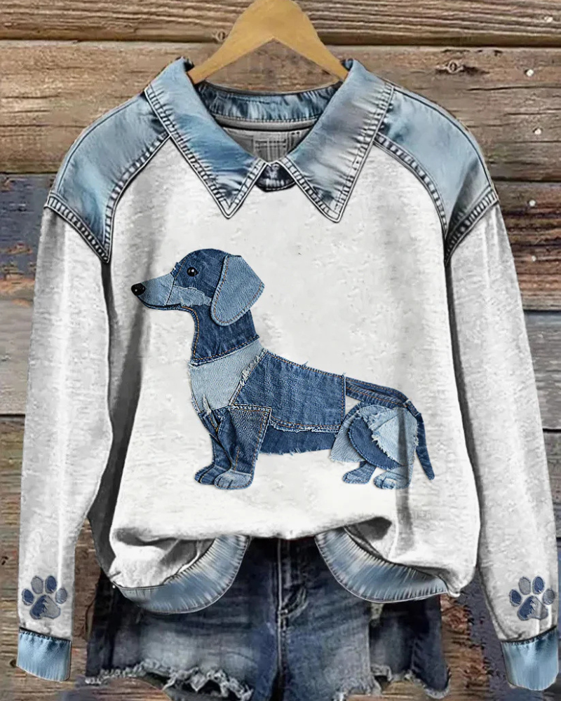 Dax™ | Comfortabele Trui Met Patchworkprint Van Dieren