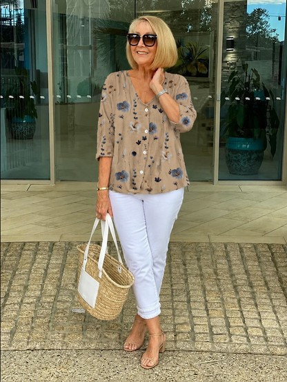 Elanna™ | Buikbedekkende Bloemen Blouse