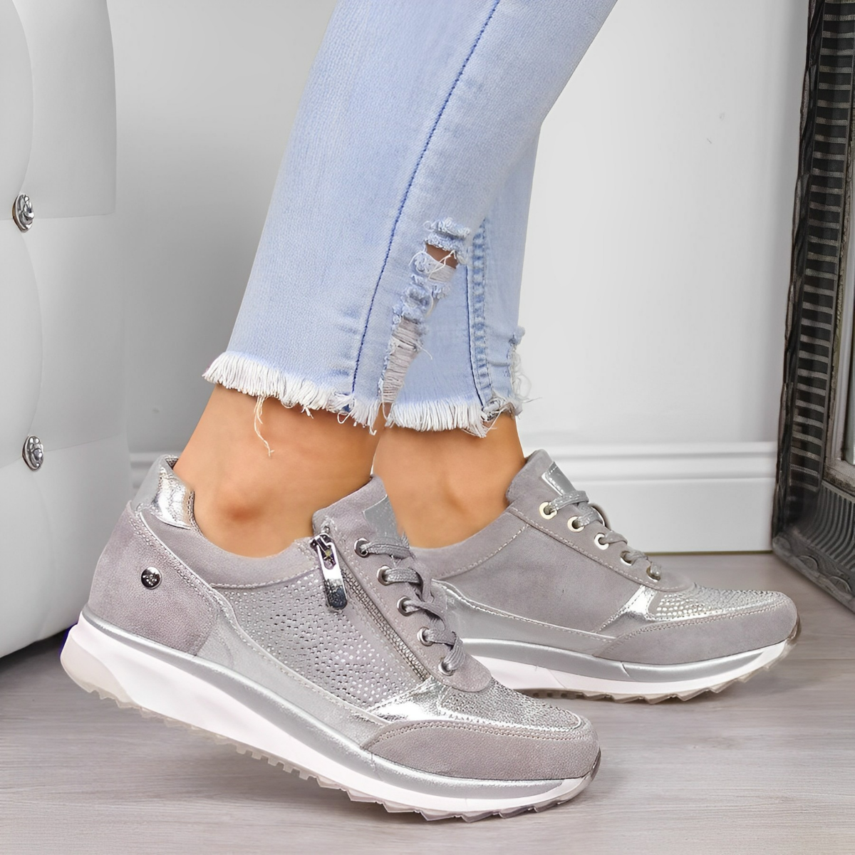 Noor™ | Orthopedische Sleehak Sneakers Met Zijrits
