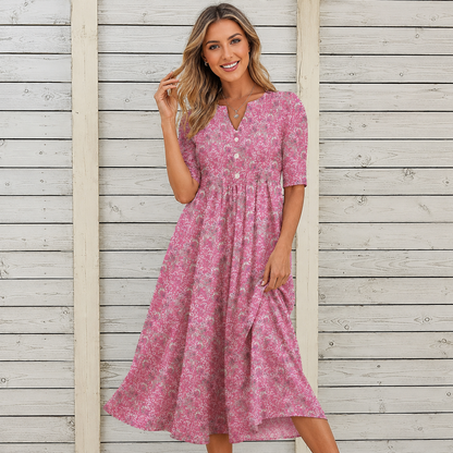 Danica™ | Soepelvallende Bloemen Midi Jurk
