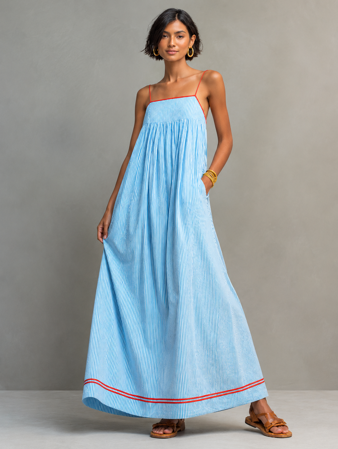 Elina™ | Luchtige Gestreepte Maxi Jurk