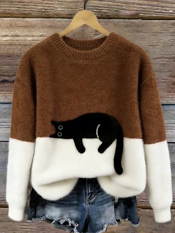 Lora™ | Zachte Oversized Trui Met Kattenprint 9