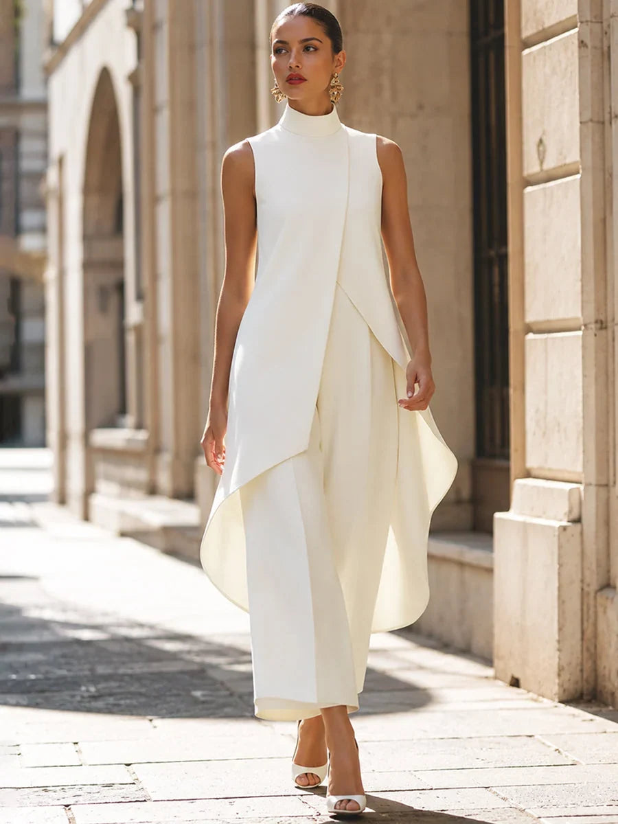Leni™ | Elegante Mouwloze Set Met Wijde Broek 2
