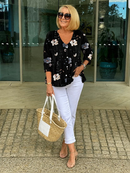Elanna™ | Buikbedekkende Bloemen Blouse
