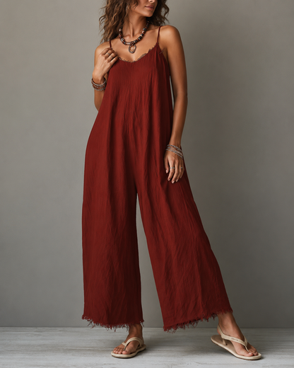 Renée™ | Relaxte Linnen Jumpsuit Met Zakken