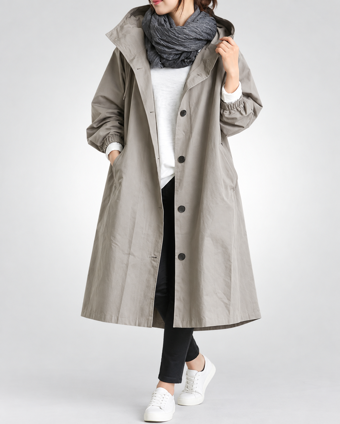 Vina™ | Warme Lange Trenchcoat Met Capuchon