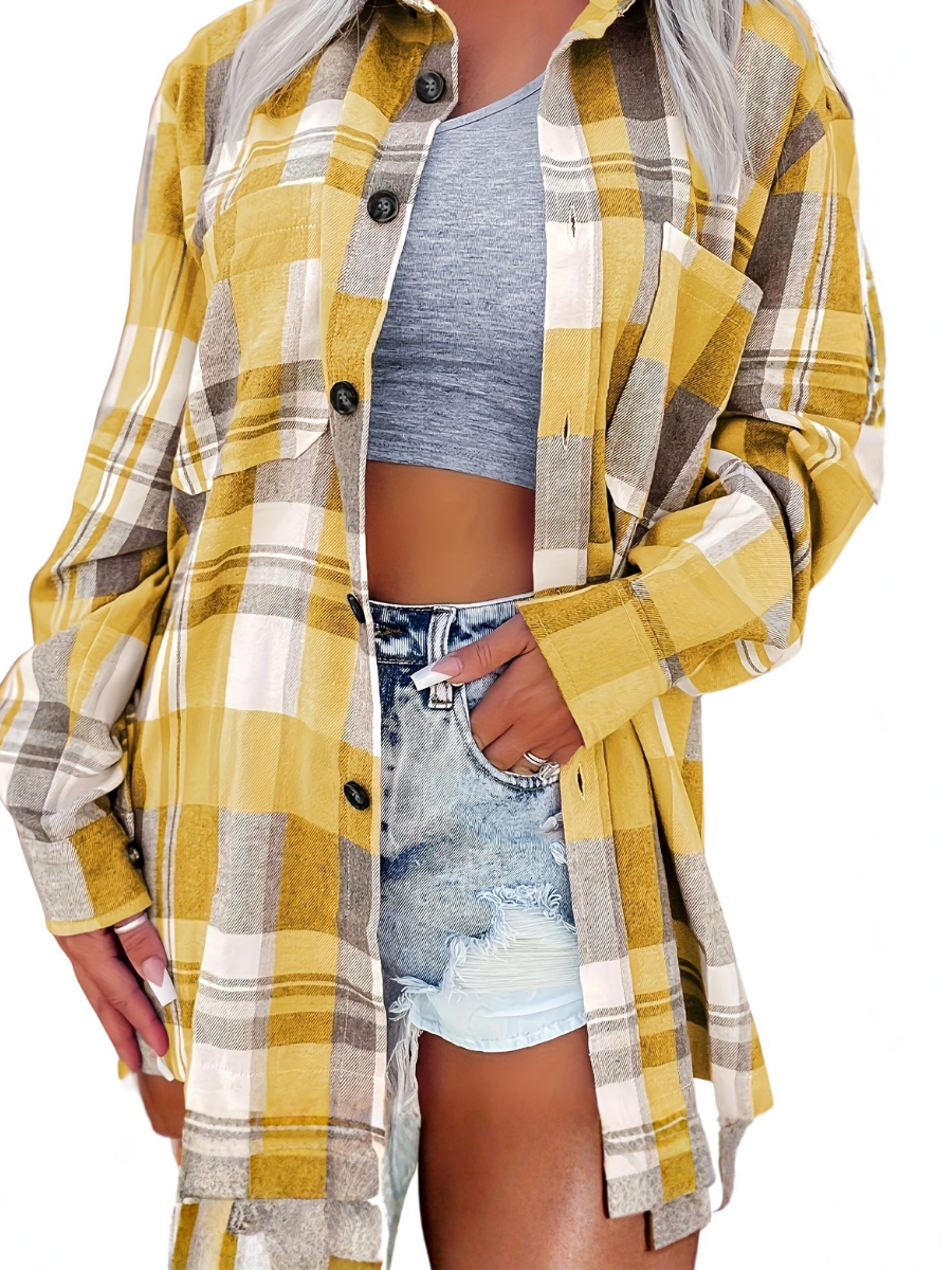 Sanne™ | Relaxte Lange Geruite Blouse