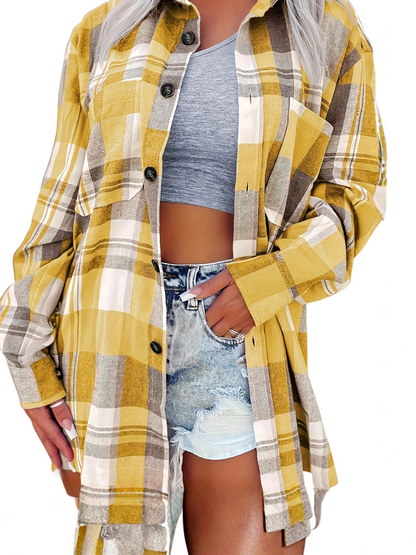 Sanne™ | Relaxte Lange Geruite Blouse