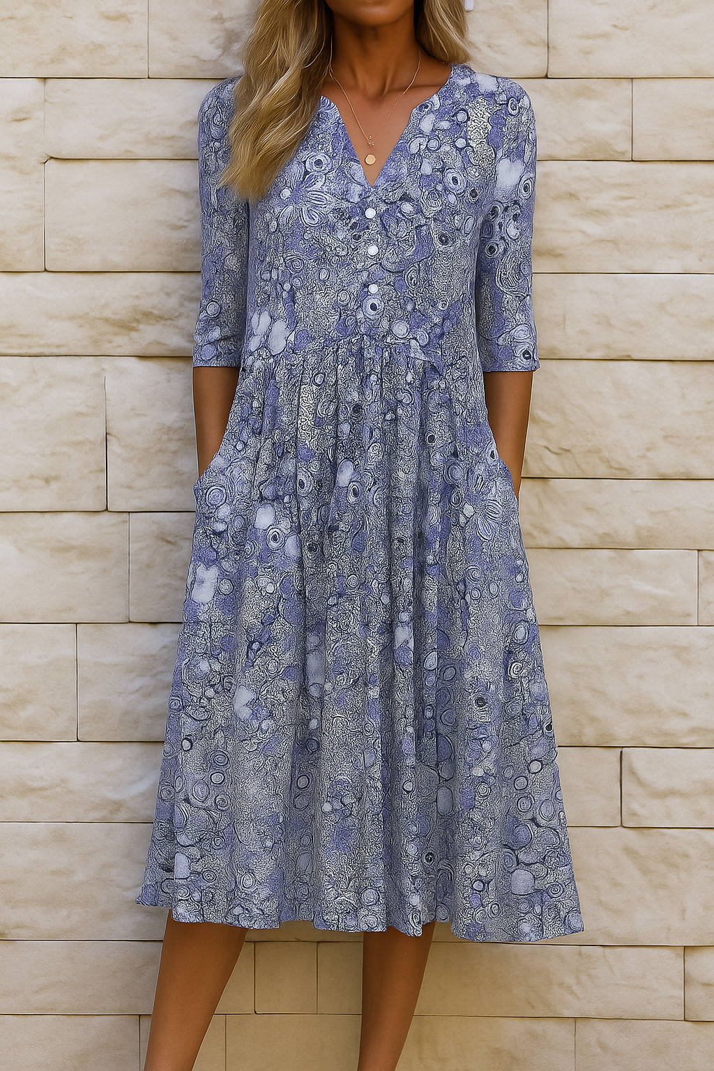 Romi™ | Elegante Print Midi Jurk