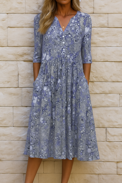Romi™ | Elegante Print Midi Jurk