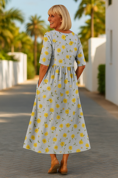 Elin™ | Elegante Soepelvallende Midi Jurk