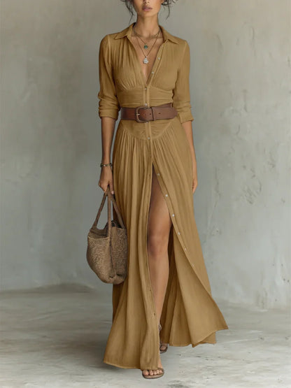 Lena™ | Stijlvolle Maxi Jurk Met Riem