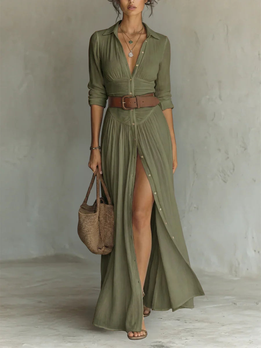 Lena™ | Stijlvolle Maxi Jurk Met Riem
