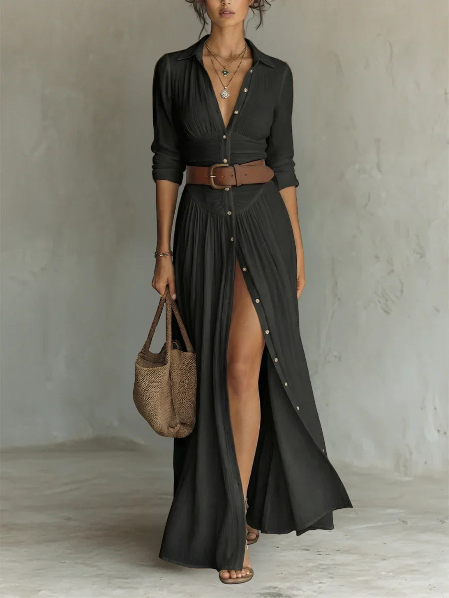 Lena™ | Stijlvolle Maxi Jurk Met Riem