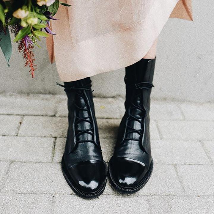 Saar™ | Lakleren Veterlaarzen 4
