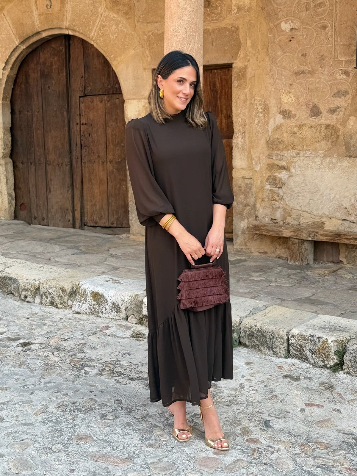 Brigitte™ | Elegante Buikbedekkende Chiffon Maxi Jurk 9