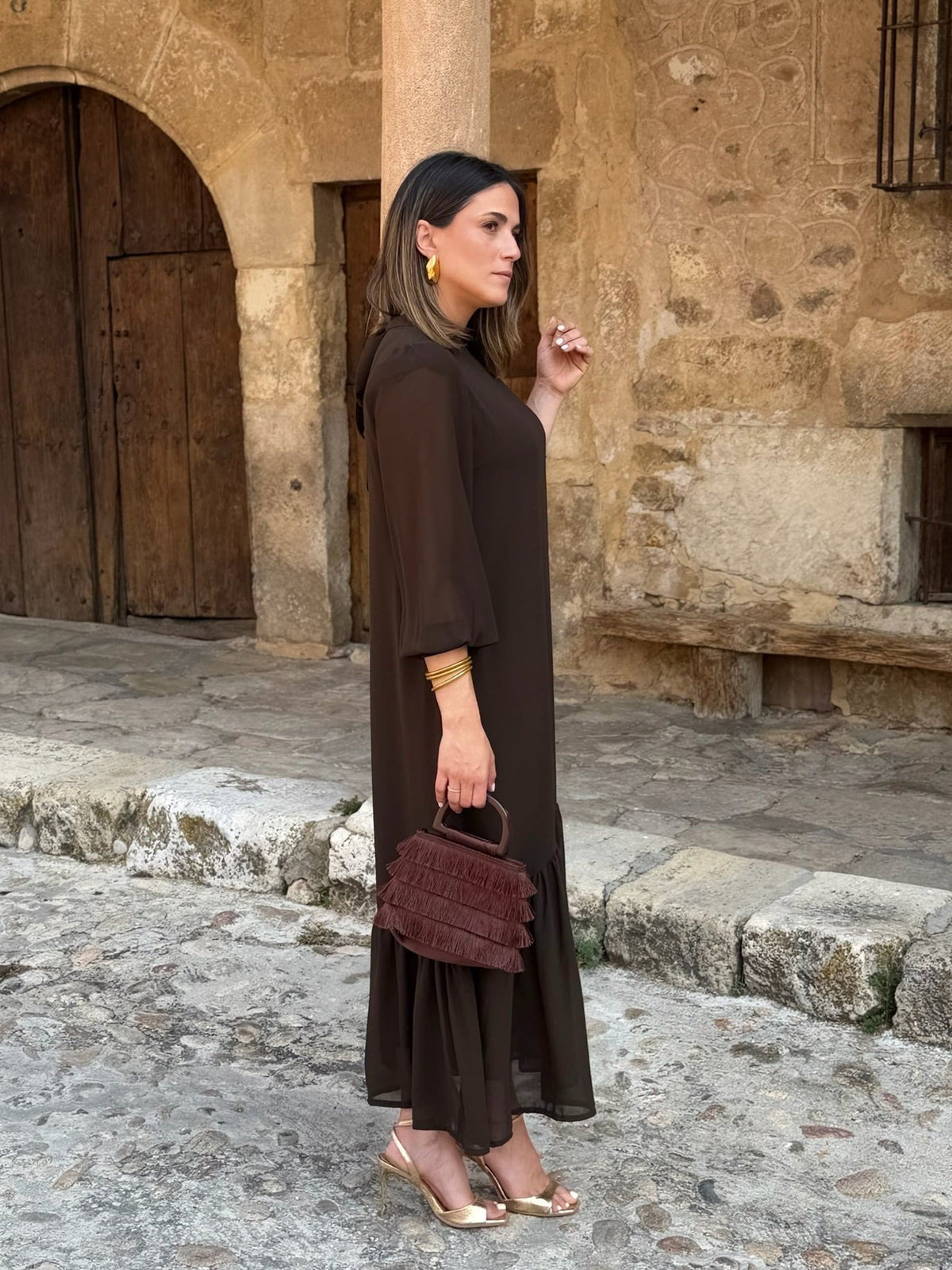 Brigitte™ | Elegante Buikbedekkende Chiffon Maxi Jurk 8