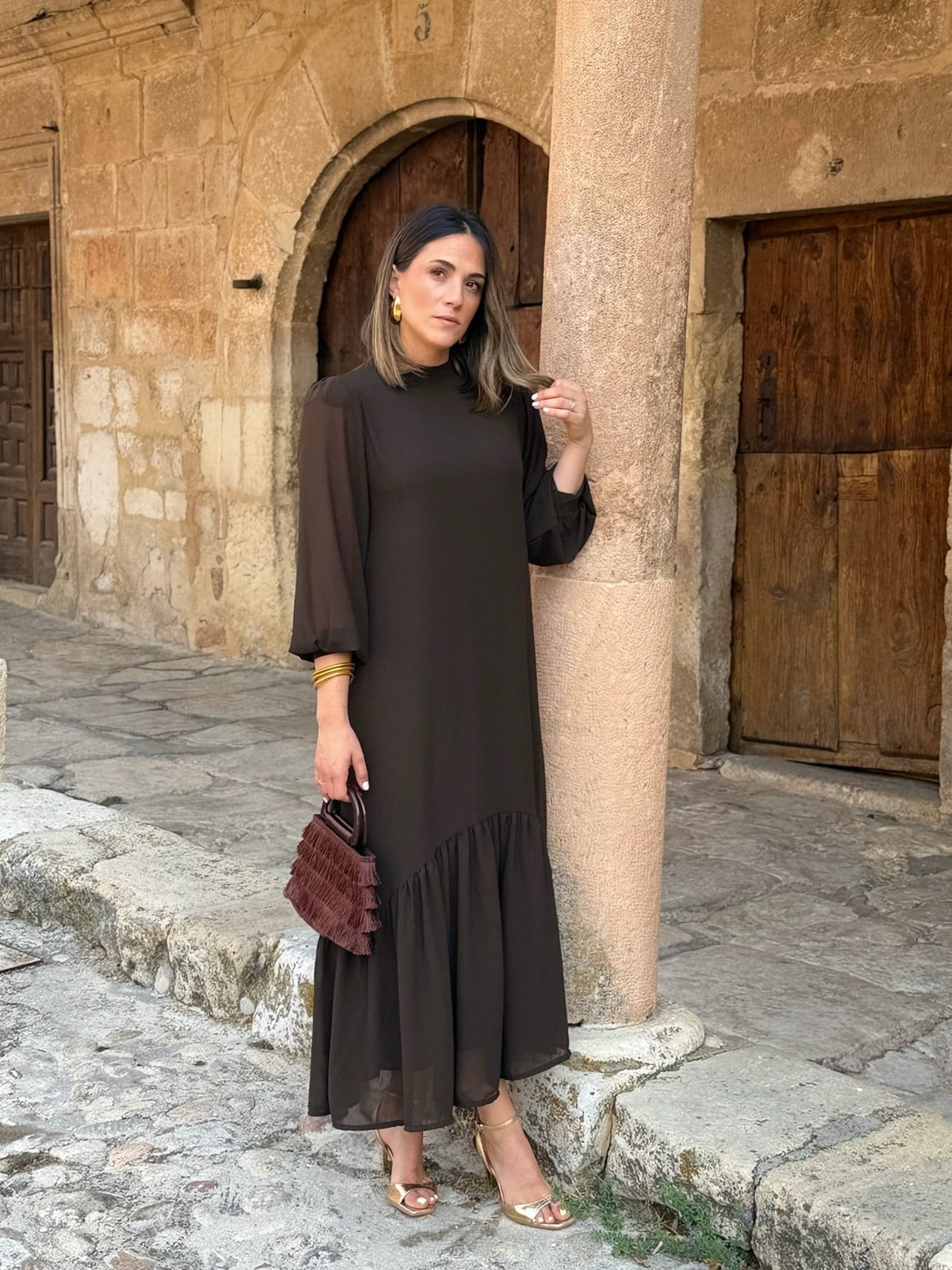 Brigitte™ | Elegante Buikbedekkende Chiffon Maxi Jurk 5