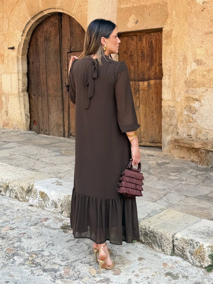Brigitte™ | Elegante Buikbedekkende Chiffon Maxi Jurk 11
