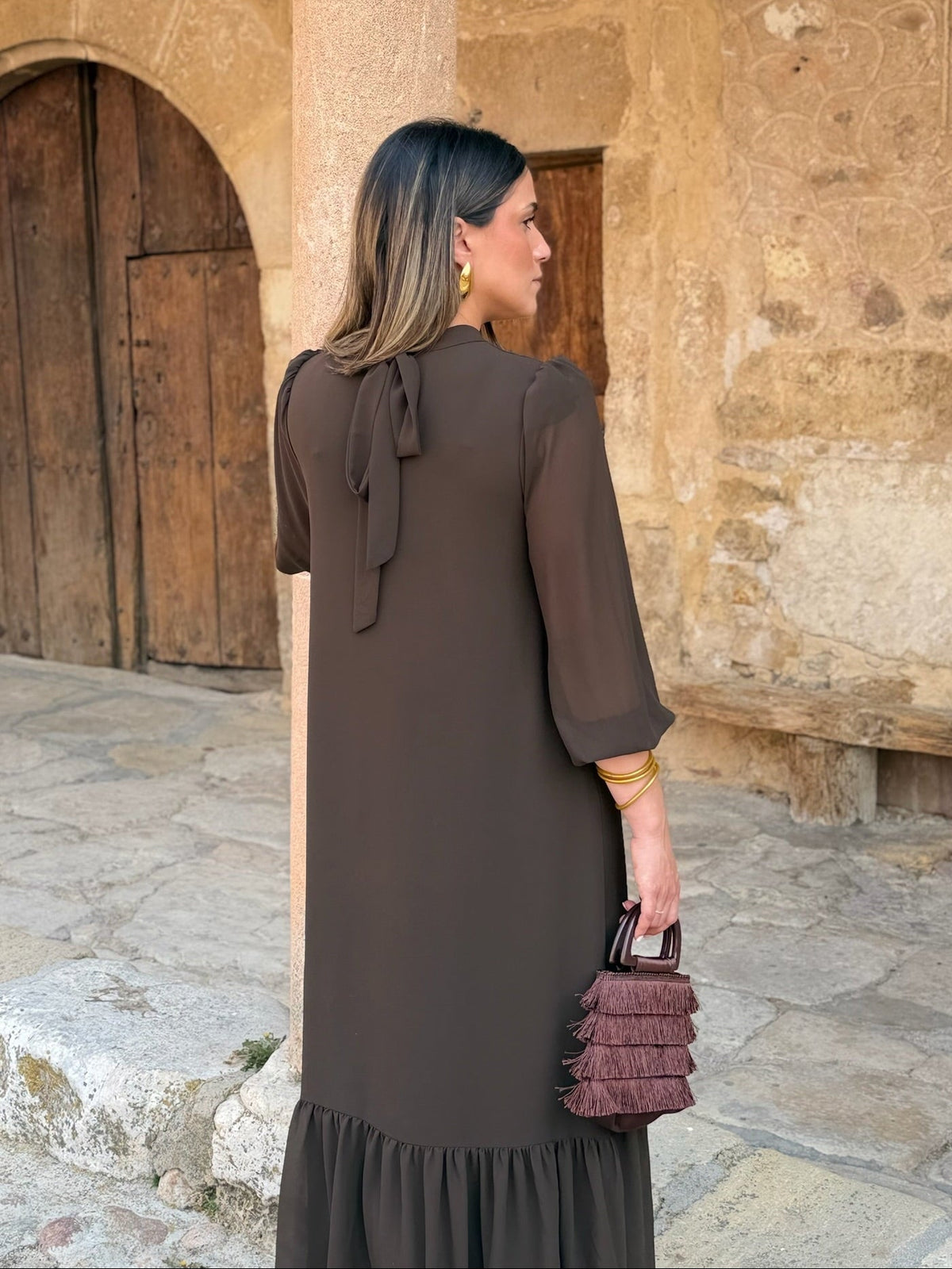 Brigitte™ | Elegante Buikbedekkende Chiffon Maxi Jurk 10
