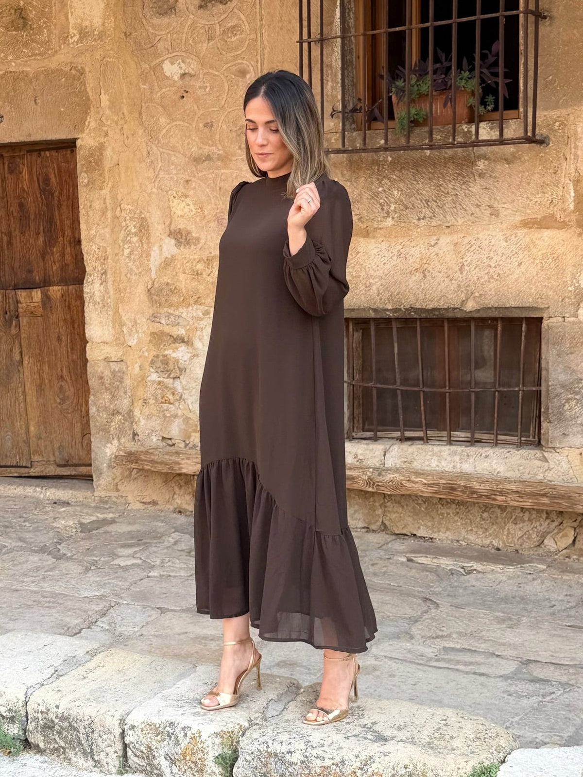 Brigitte™ | Elegante Buikbedekkende Chiffon Maxi Jurk 4