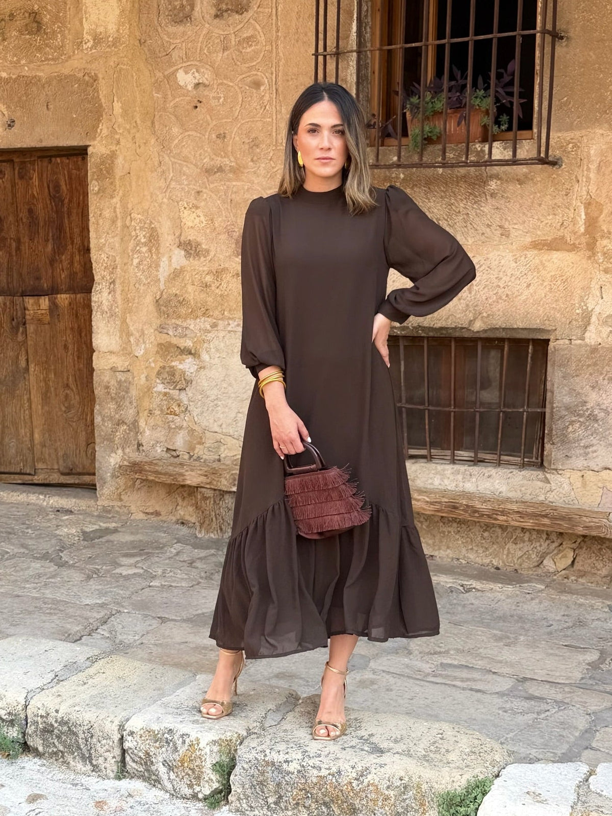 Brigitte™ | Elegante Buikbedekkende Chiffon Maxi Jurk 7