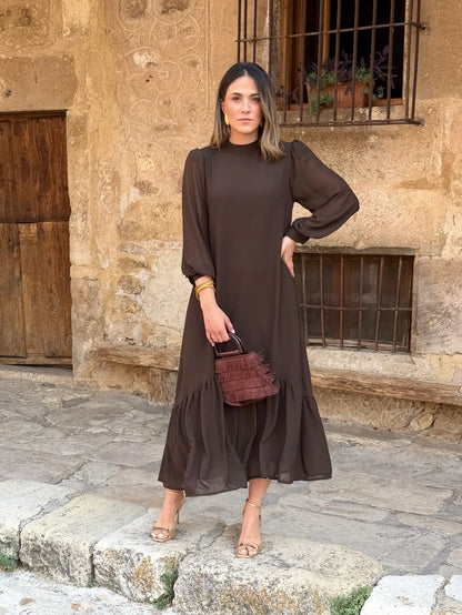 Brigitte™ | Elegante Buikbedekkende Chiffon Maxi Jurk 7