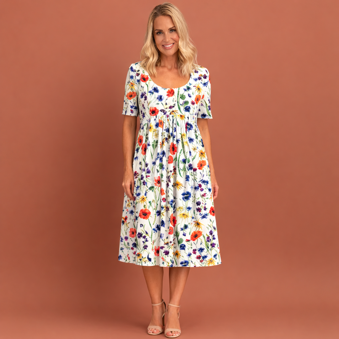 Lara™ | Elegante Bloemen Midi Jurk
