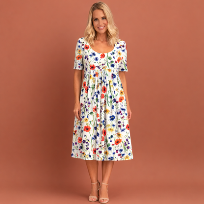 Lara™ | Elegante Bloemen Midi Jurk