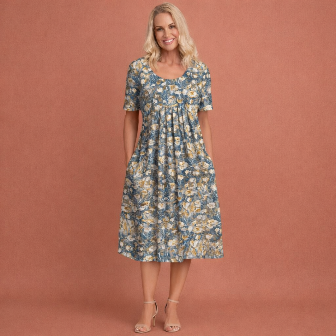 Lara™ | Elegante Bloemen Midi Jurk