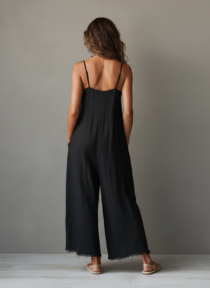 Renée™ | Relaxte Linnen Jumpsuit Met Zakken