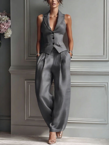Aime™ | Tweedelige set met V-hals en knoopsluiting