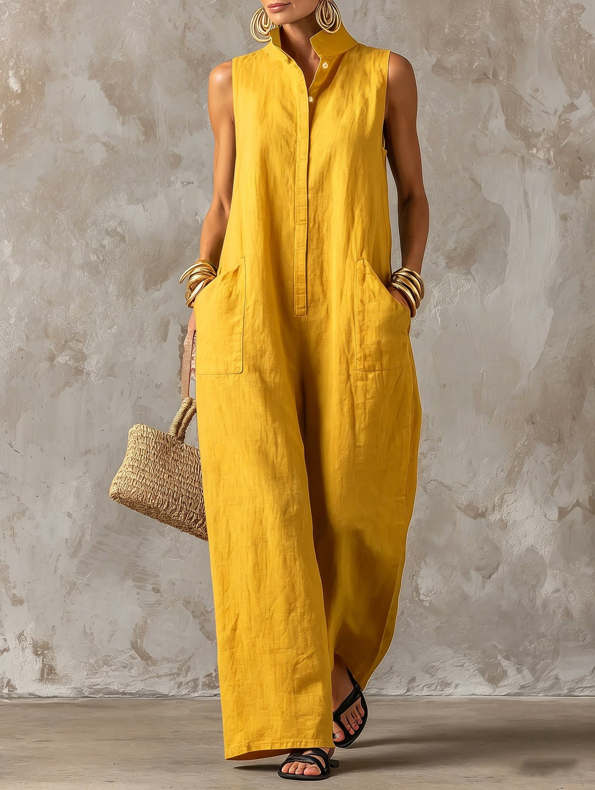 Elise™ | Elegante Mouwloze Jumpsuit Met Wijde Pijpen 5
