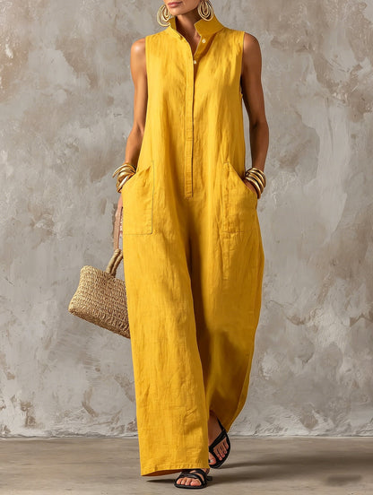 Elise™ | Elegante Mouwloze Jumpsuit Met Wijde Pijpen 5