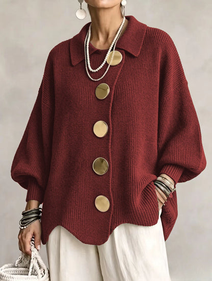 Tess™ | Oversized Vest met Kraag en Grote Gouden Knopen 5