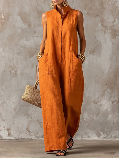 Elise™ | Elegante Mouwloze Jumpsuit Met Wijde Pijpen 6