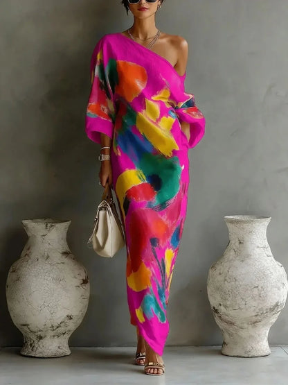 Daniella™ | Soepelvallende Abstracte Maxi Jurk
