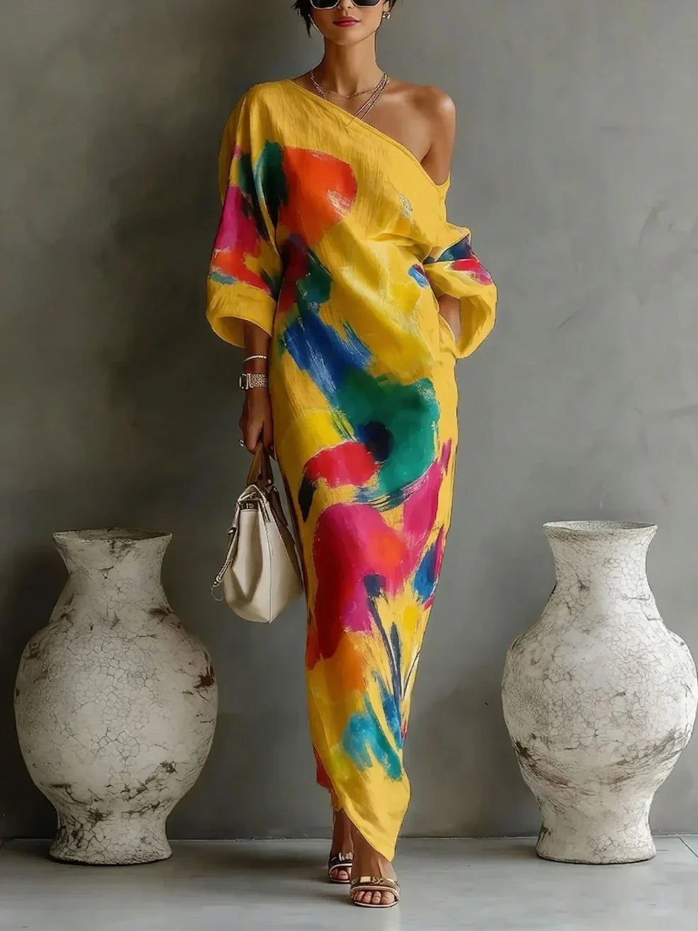 Daniella™ | Soepelvallende Abstracte Maxi Jurk