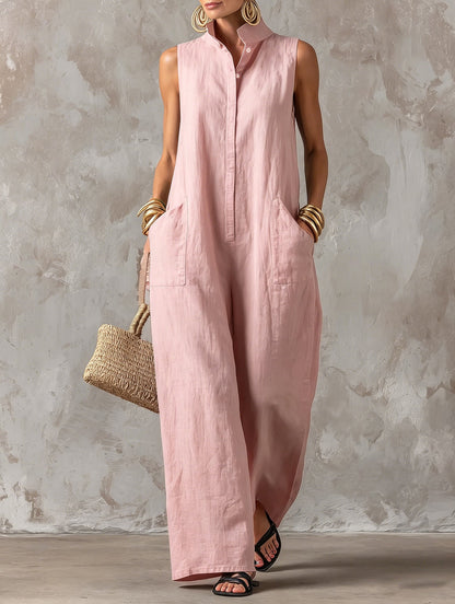 Elise™ | Elegante Mouwloze Jumpsuit Met Wijde Pijpen 4