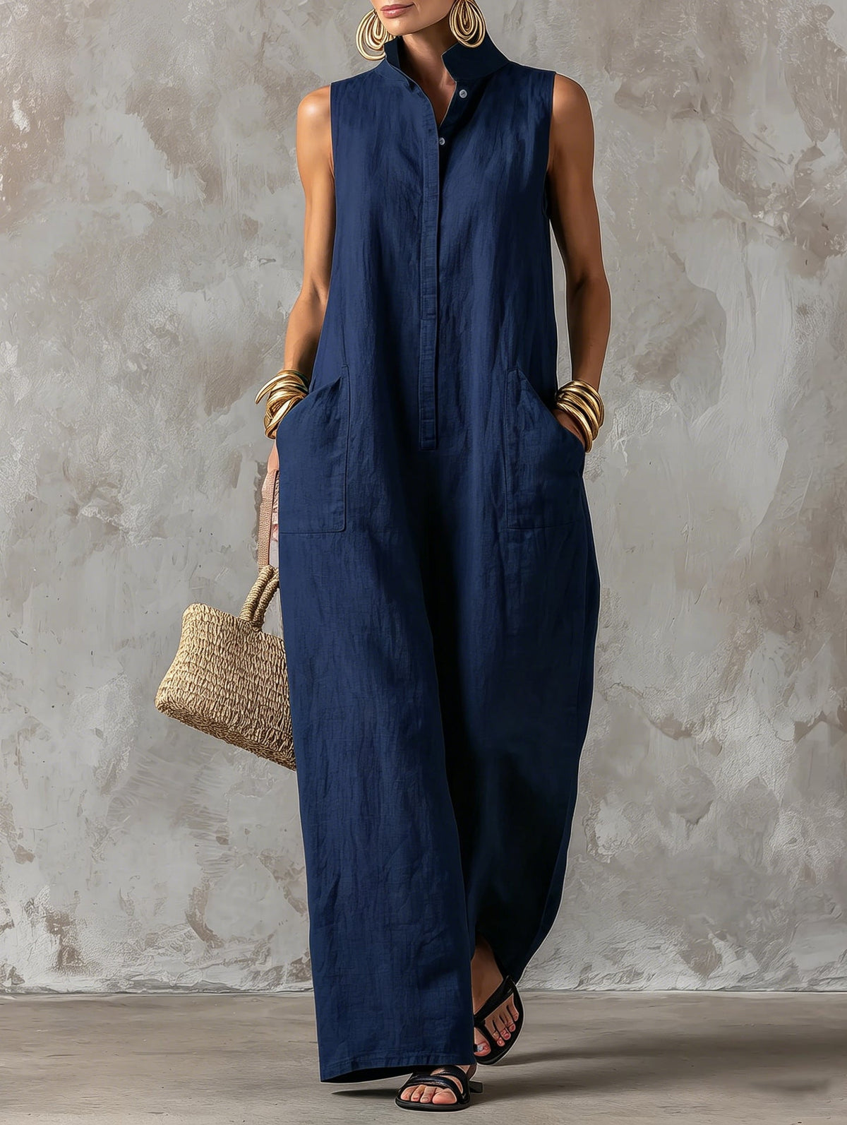 Elise™ | Elegante Mouwloze Jumpsuit Met Wijde Pijpen 8