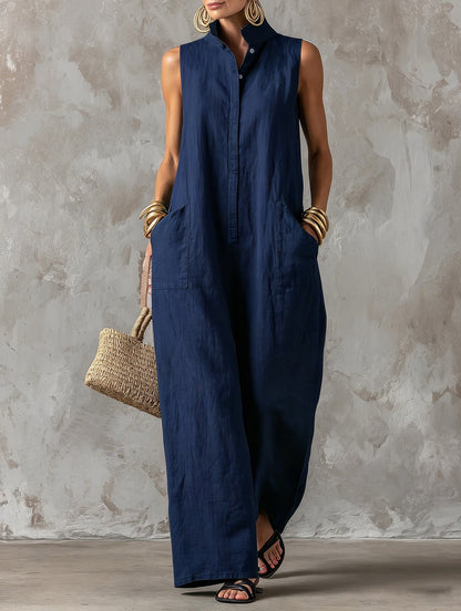 Elise™ | Elegante Mouwloze Jumpsuit Met Wijde Pijpen 8