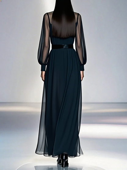 Olia™ | Soepelvallende Transparante Maxi Jurk