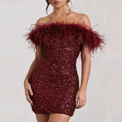 Rinna™ | Stijlvolle off-shoulder glitter jurk