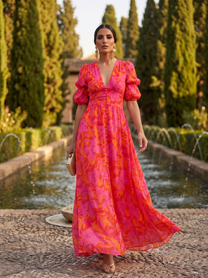 Isabella™ | Elegante Maxi Jurk met V-Hals