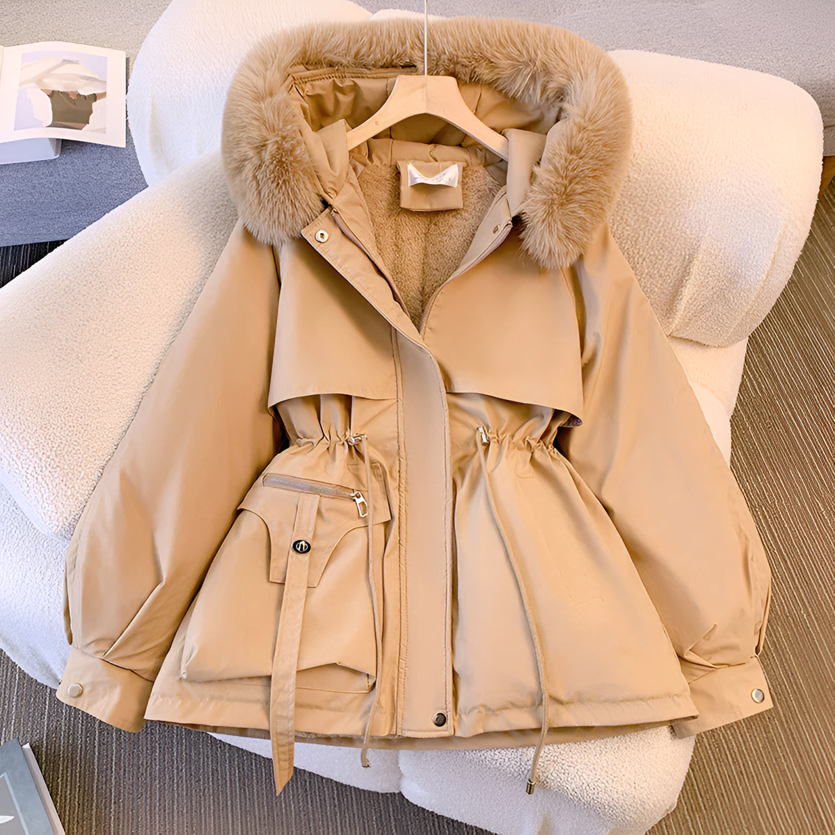 Hanne™ | Elegante Jas Met Bontkraag en Capuchon 3