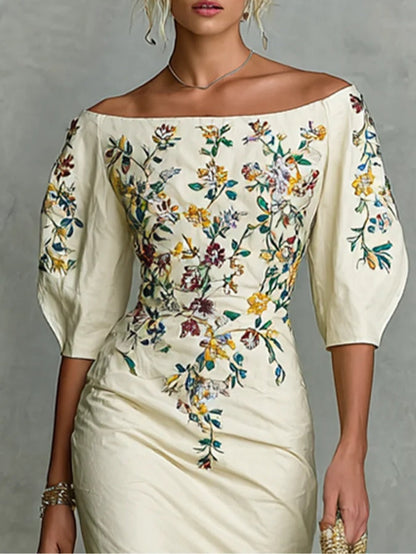 Serah™ | Stijlvolle off-shoulder midi jurk
