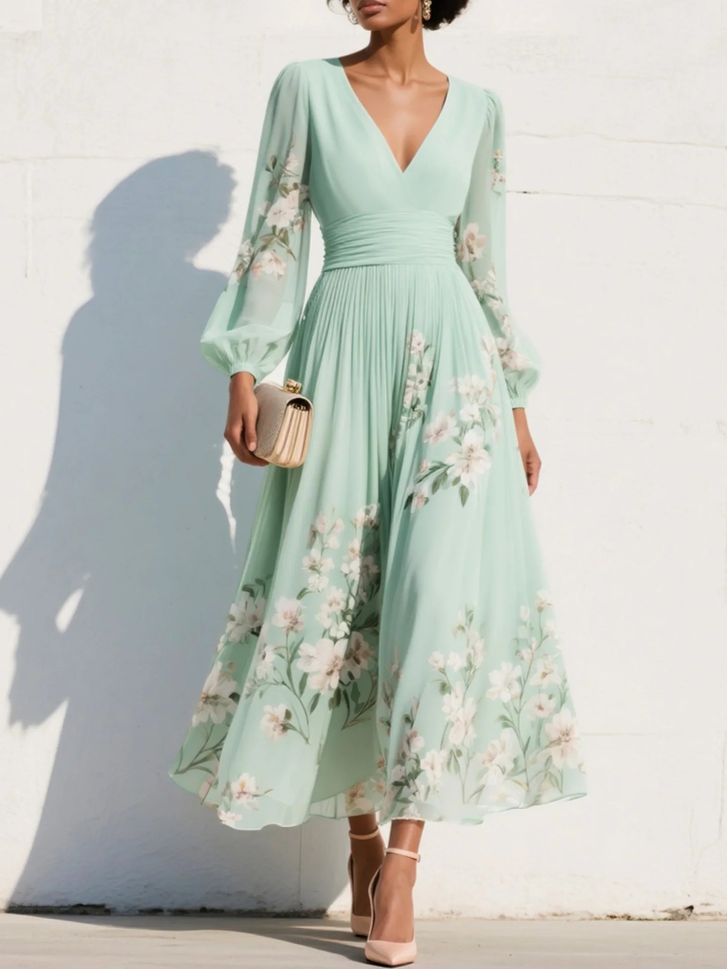 Veya™ | Elegante Bloemen Maxi Jurk