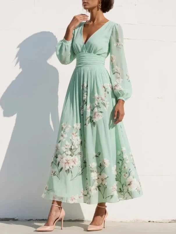 Veya™ | Elegante Bloemen Maxi Jurk